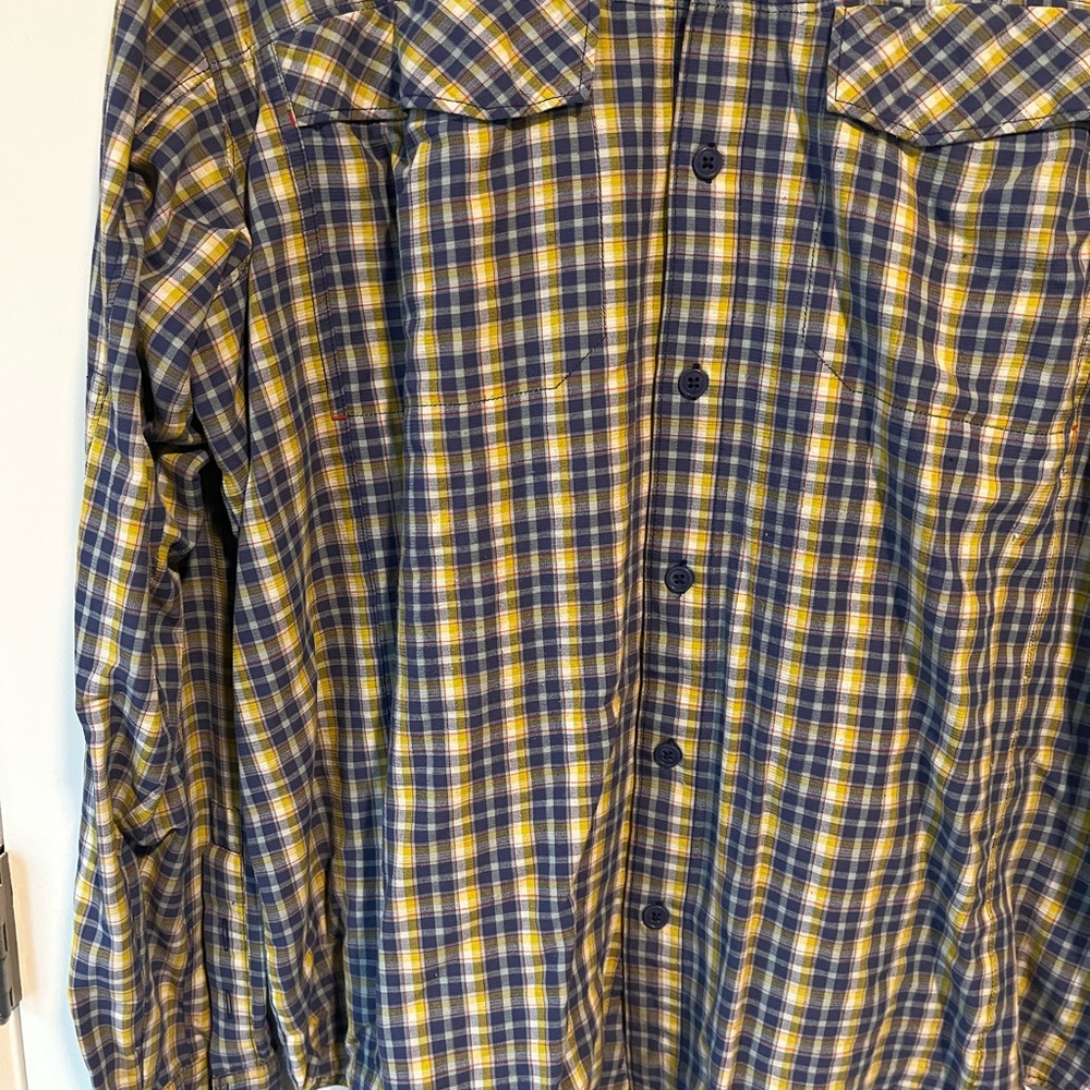 Columbia Mens Blue And Yellow Long Sleeve Outdoorsman Button Down Shirt, XXL - Picture 3 of 7